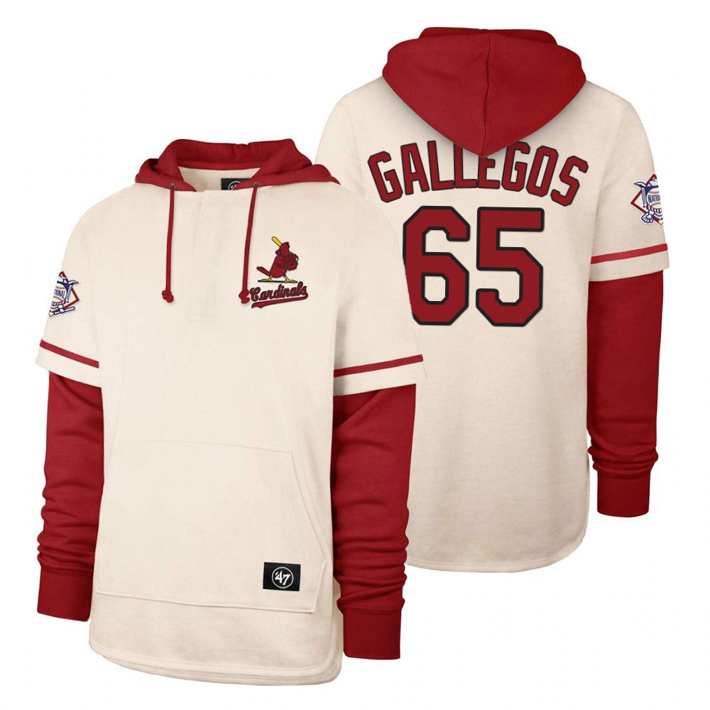 Men St.Louis Cardinals #65 Gallegos Cream 2021 Pullover Hoodie MLB Jersey